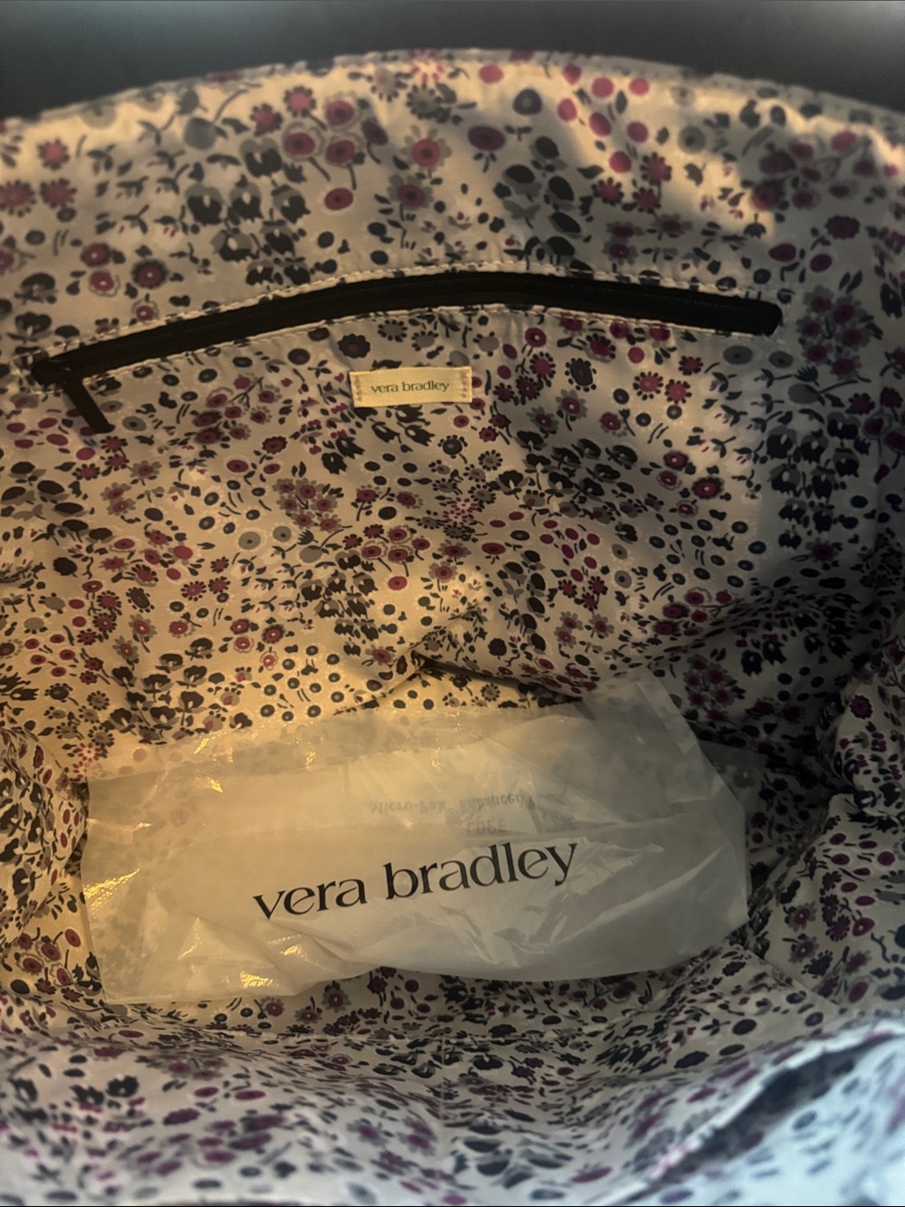 Vera Bradley Black Quilted Tote with Front Pocket - Picture 3 of 4